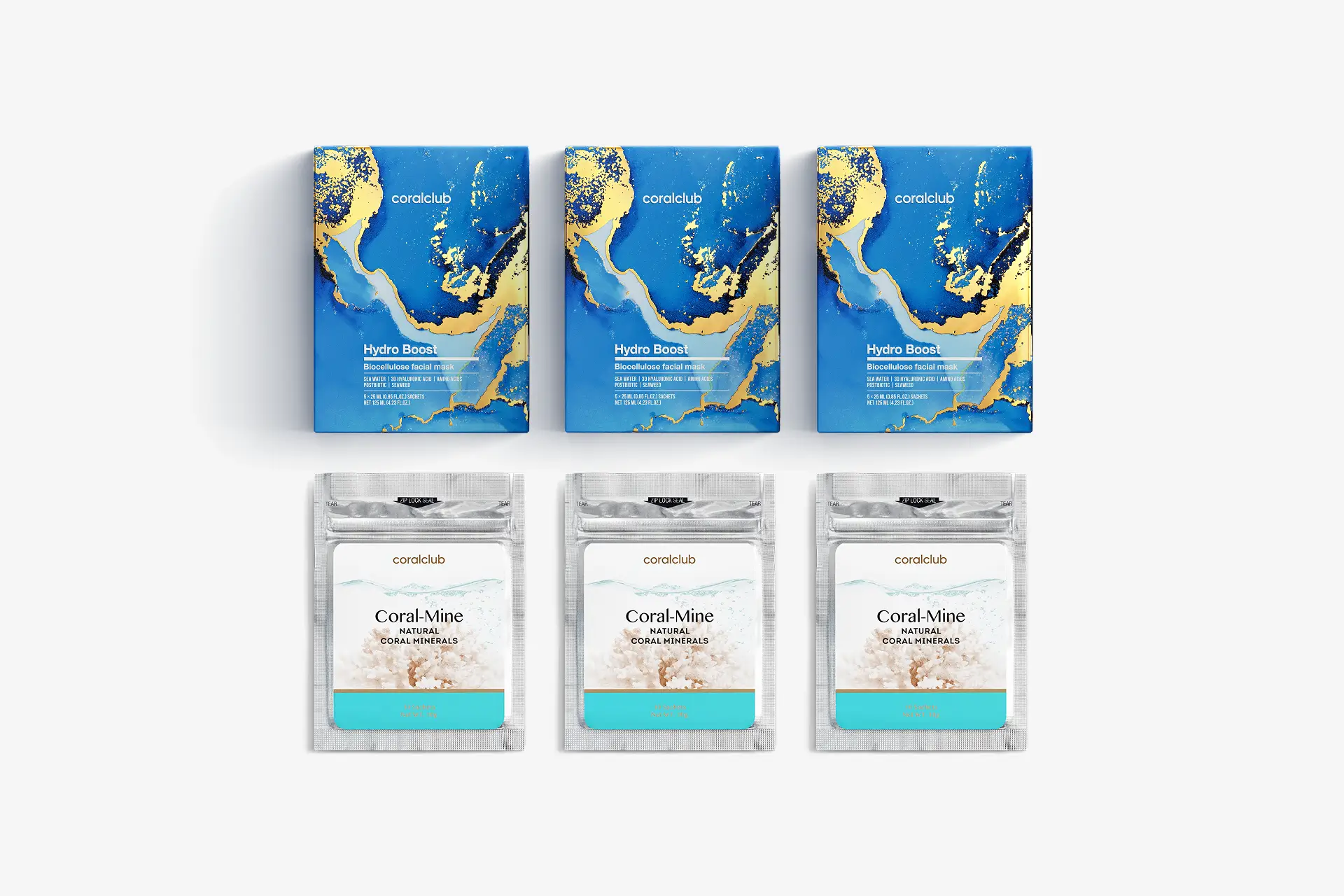 Hydro Boost Biocellulose Facial Mask, 25 ml, 15 paciņas + Coral-Mine, 30 paciņas pa 1 g